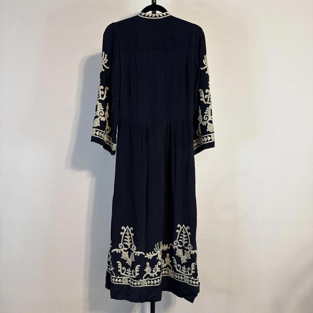 $950 Isabel Marant Etoile Embroidered Crepe 'Feliana' Midi Dress Sz: 34 US 2 - Picture 9 of 15